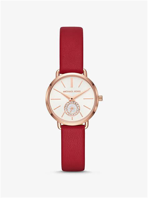 michael kors petite portia rose gold tone leather watch|Michael Kors Petite Portia 28 mm Stainless Steel Case Women's .